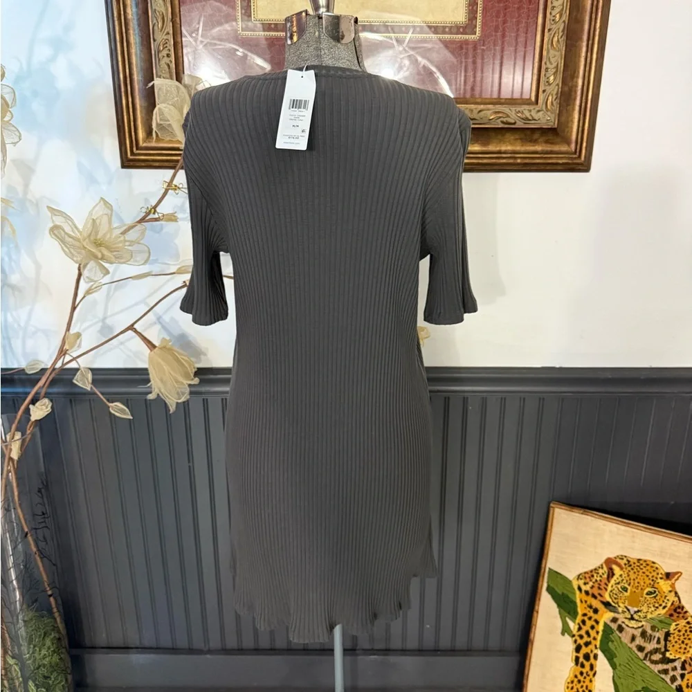NWT Eileen Fisher Textured Rib Knit Stretch Tunic Top Bark Sz M 🍄🧡